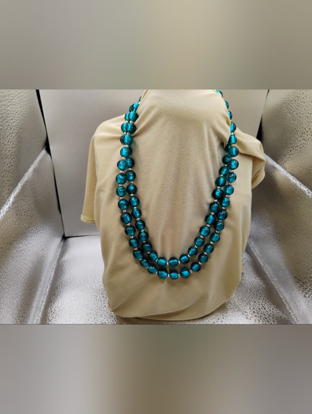 Cold Water Creek, Glass, Teal Double-Strand Pearl Necklace - Women's Jewelry